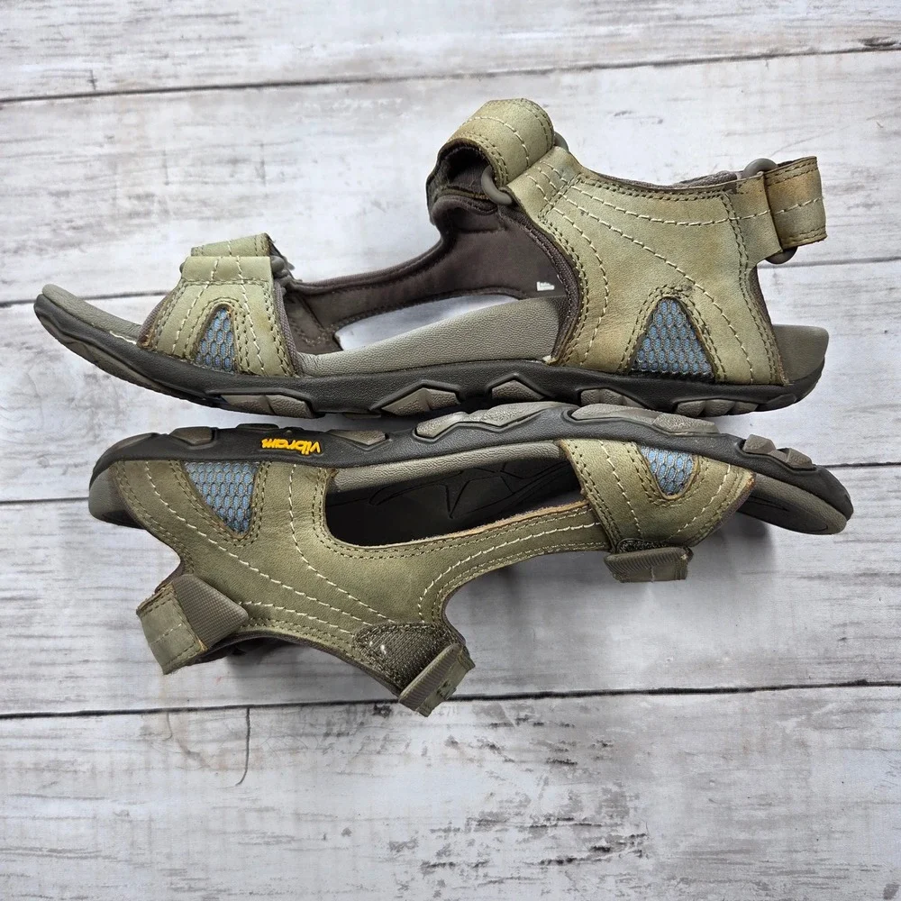 Vionic Boyes TVM1053 Sandals Mens 9 Olive Green Leather Vibram Strappy Hiking